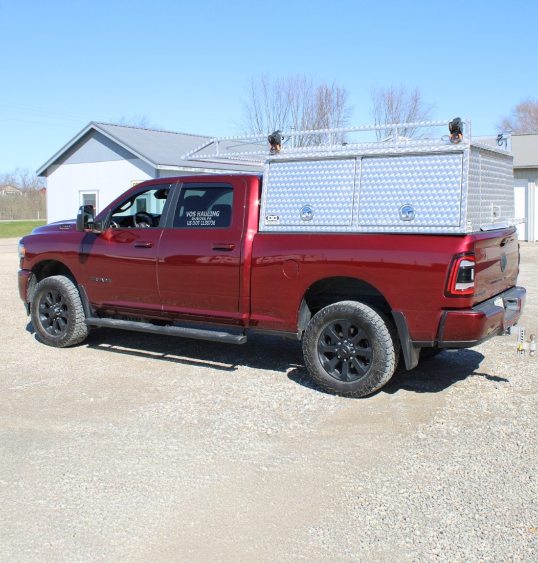 Custom aluminum truck cap with interior shelving built in Sugarcreek, Ohio